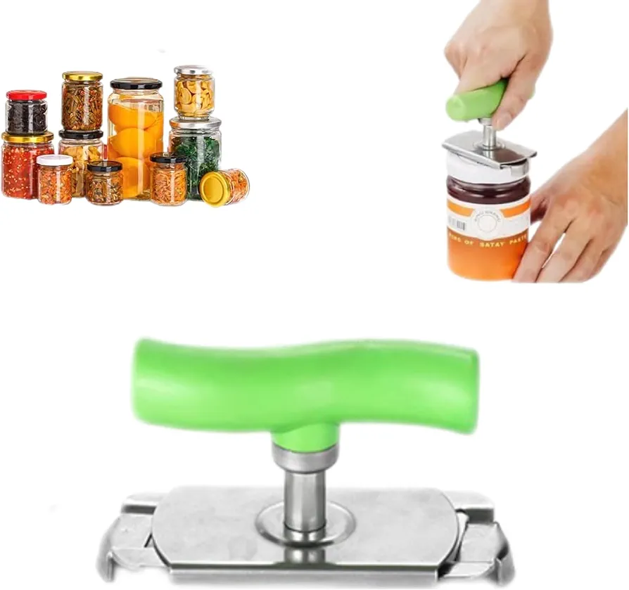 Stainless Steel Adjustable Arthritis Can Opener 2024 for Weak Hands - Easy-to-Use Bottle Opener for Elderly Users (GREEN)