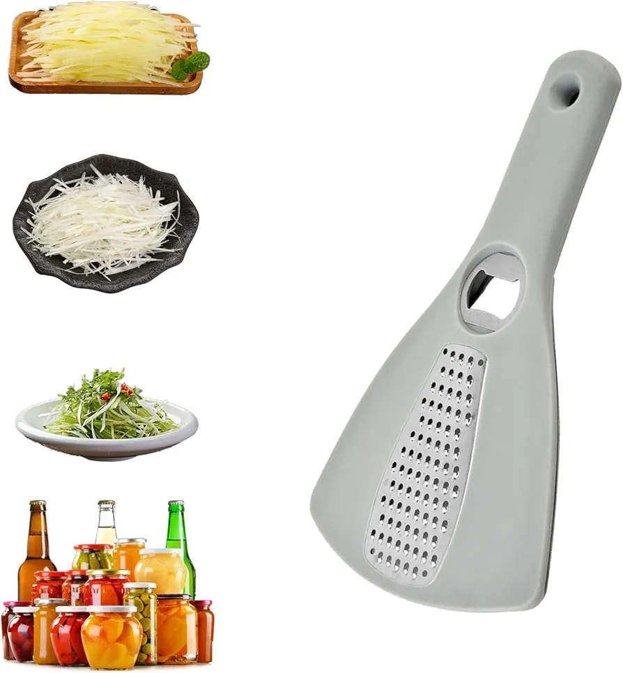 3 in 1 Can Opener, Vegetable Grater, Bottle Opener, Manual Bottle Openers Multi-function Can Opener with Vegetable Grater (Gray)