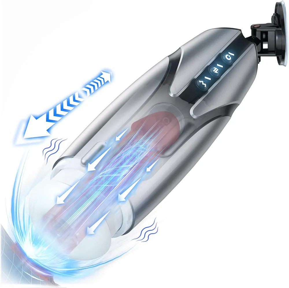 Automatic Male Masturbator Sex Toy Cup with 7 External Trusting, Electric Vibrating Penis Trainer with 7 Vibrations & 2 Motors, UNINHIBIBY Adult Male Sex Toy for Men Masturbation