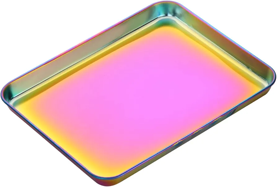 Meisha Baking Tray, Stainless Steel Baking Cookie Sheet, Rimmed Pan Baking, Non Toxic & Healthy, Mirror Finish & Rust Free, Easy Clean & Dishwasher Safe - Rainbow
