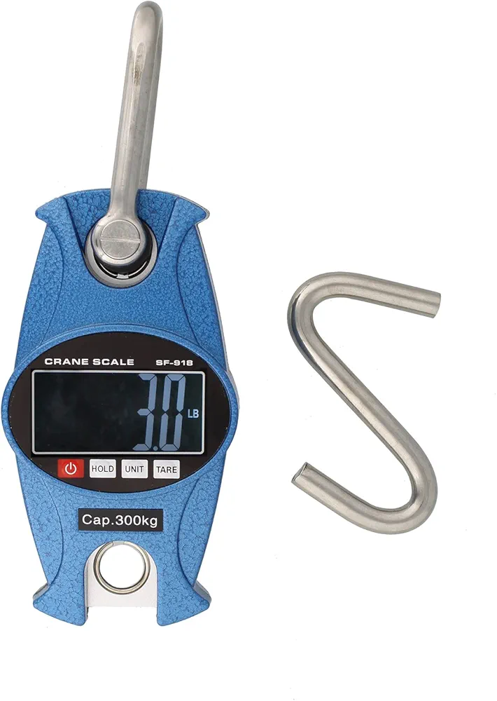 Rural365 Crane Scale Digital Industrial Heavy Duty Hanging Scale, Blue Case Weight Scale Hook Lift Farms, Fish, Deer