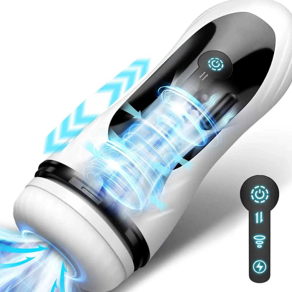 Automatic Male Masturbator Sex Toys for Men, Masturbators Cup with 5 Thrusting & 4 Sucking & 7 Vibration, 3D Realistic Pocket Pussy Male Stroker with One Click Climax Adult Toy for Men Masturbation