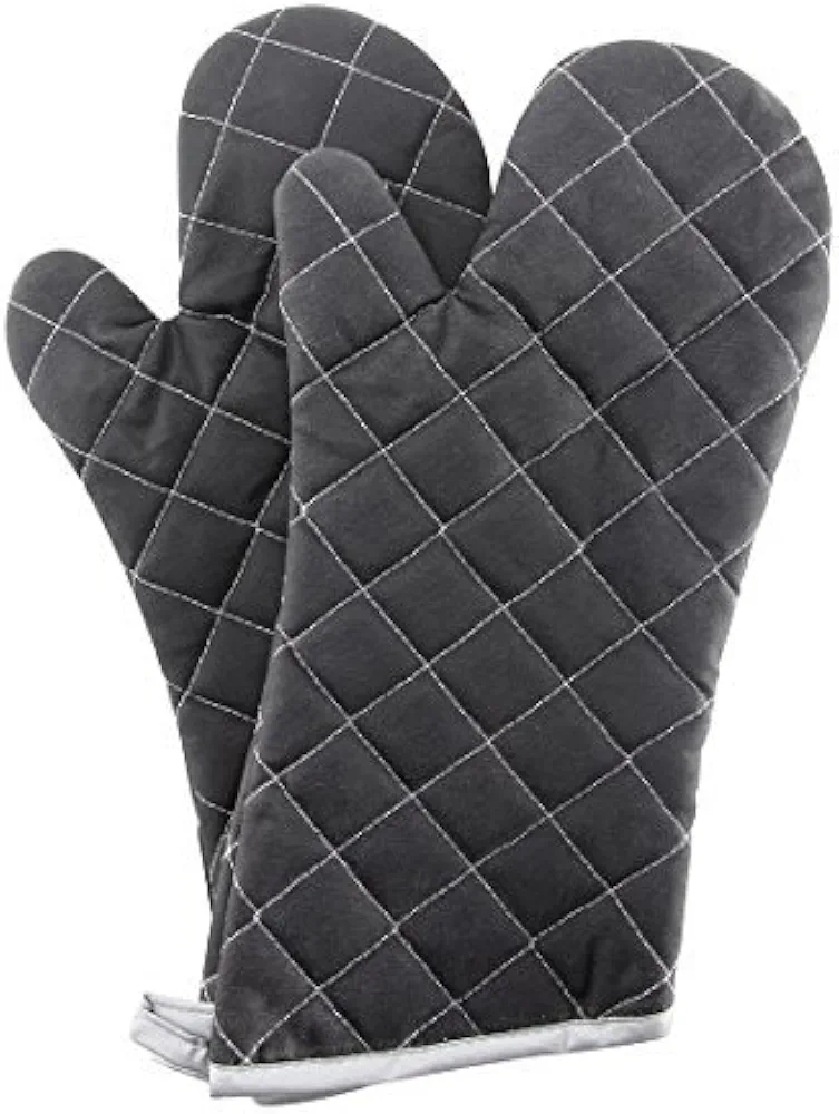 ARCLIBER Oven Mitts Heat Fire Resistant Oven Mitts 425 ° F, Quilted Terry Cloth Cotton Soft Lining Oven Gloves, Extra Long Kitchen Mittens for Cooking Baking