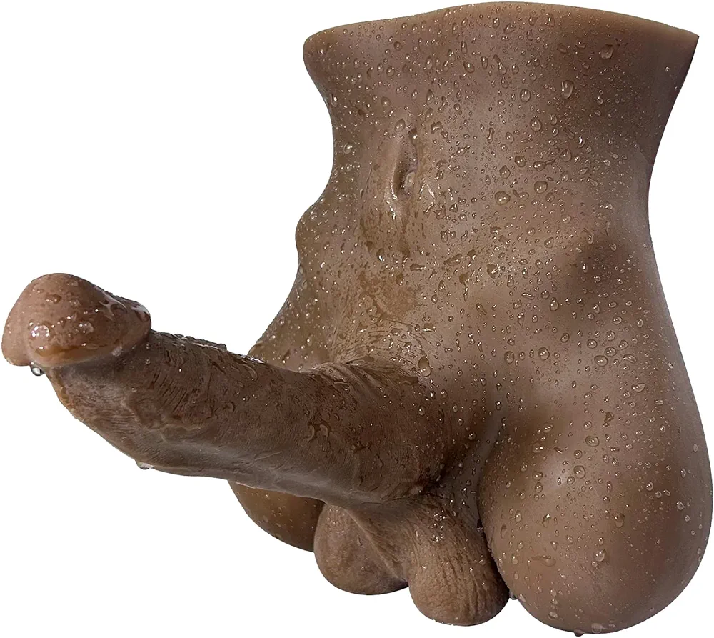Black Dildo Sex Doll Torso TPE Sexdoll for Women Masturbation, Female Masturbator Toy Flexible Huge Penis, Tan TPE Torso for Real Sex Pleasure, Unisex Woman Adult Sex Toy for Solo Couple Threesome