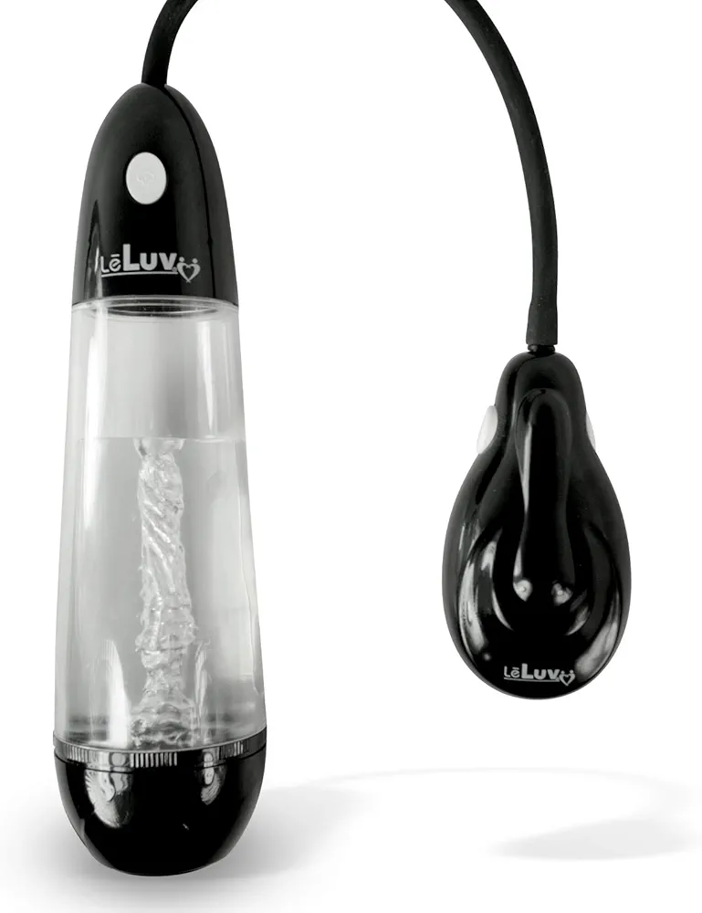 LeLuv Automatic Sucking Stroker Magic Sleeve Male Masturbator with ePump Penis Vacuum Pump - Black