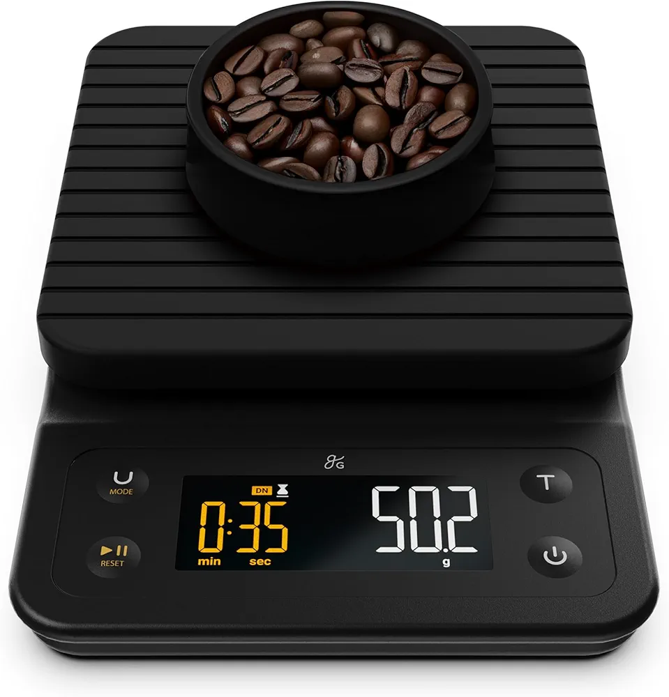 Greater Goods 0.1g Precision Coffee Scale with Timer – 3kg Digital Scale for Pour-Over, Espresso, French Press, Kitchen Use (Onyx Black)
