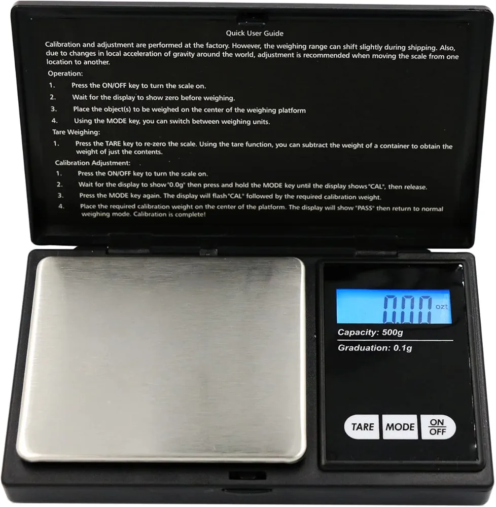 Gram Scale Electronic Digital Pocket Scale,500g by 0.1g, Food, Jewelry Scale Black, Kitchen Scale Min LCD
