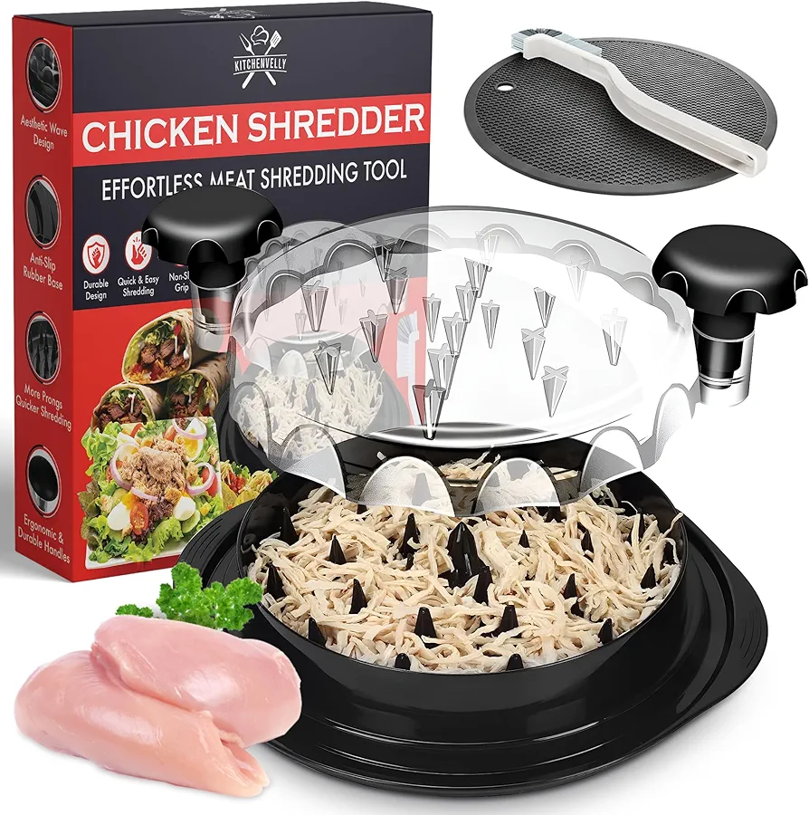 Chicken Shredder | Meat Shredder for Effortless Chicken Breast Shredding | Manual chicken Shredder tool twist for Kitchen | Shred Chicken, Beef, & More with Ease | Durable & Easy-to-Clean (Black)