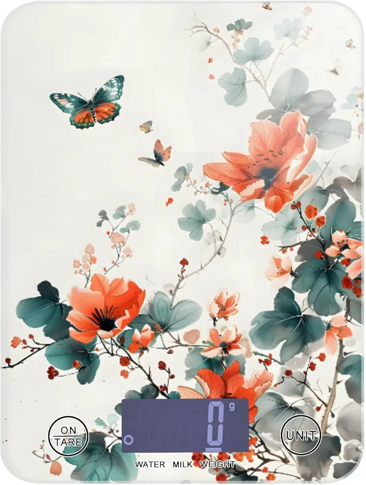 MNSRUU Food Kitchen Scale, Butterflies and Flower Digital Food Scale, Kitchen Scales Digital Weight Scale for Food Ounces and Grams