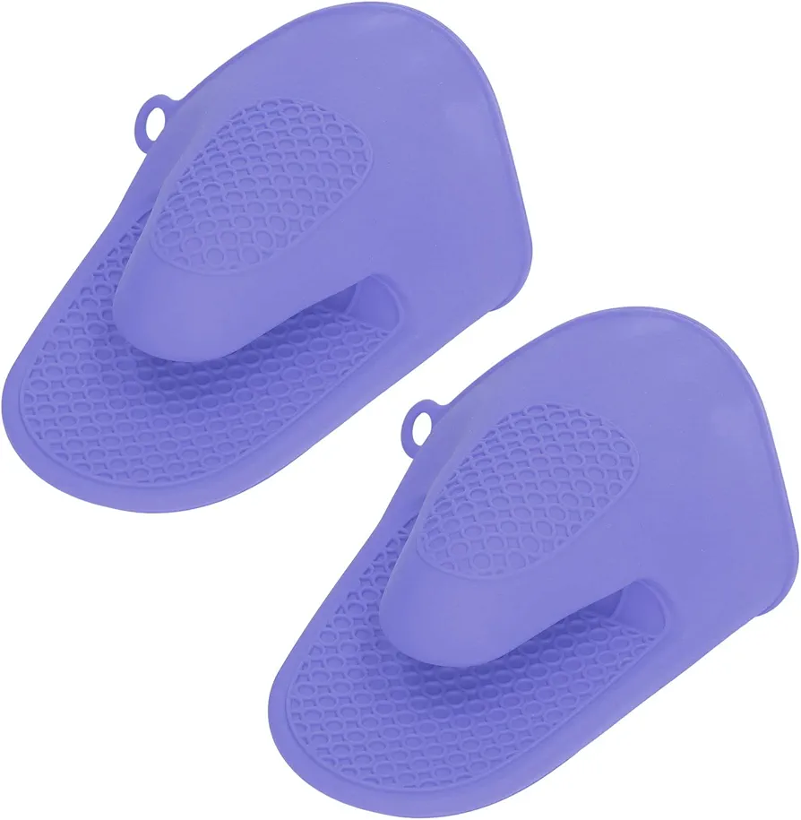 Jeanoko 2pcs Oven Mitts Mini Silicone Thickened Cooking Pinch Mitts Durable Oven Gloves for Kitchen(Purple)