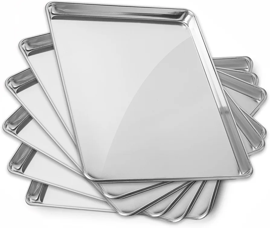 GRIDMANN 15" x 21" Commercial Grade Aluminum Cookie Sheet Baking Tray Pan Three Quarter Sheet - 6 Pans