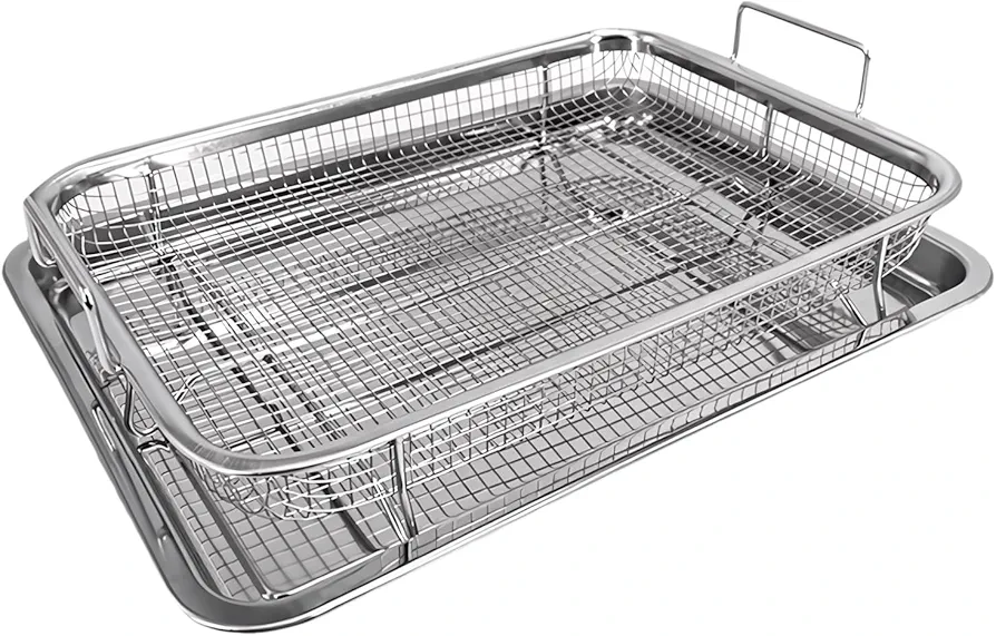 Baking Sheet and Cooling Rack:Stainless Steel Cookie Sheets for Baking,Wire Rack and Baking Pan for Oven for Cookies, Bread, Cakes, Vegetables and Meat,13 * 10in (Silver)