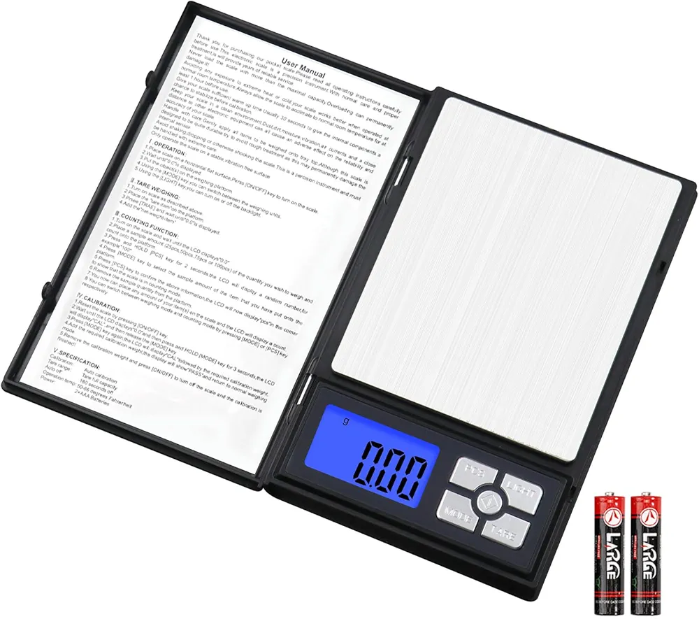 UNIWIGH Digital Pocket Gram Scale 0.01g Accuracy,500g High Precision Scale,Kitchen Digital Weight Gram and OZ for Food,Jewelry,Coffee,Baking,Cooking,Medicine,Powder,with LCD Back-Lit Display,Tare