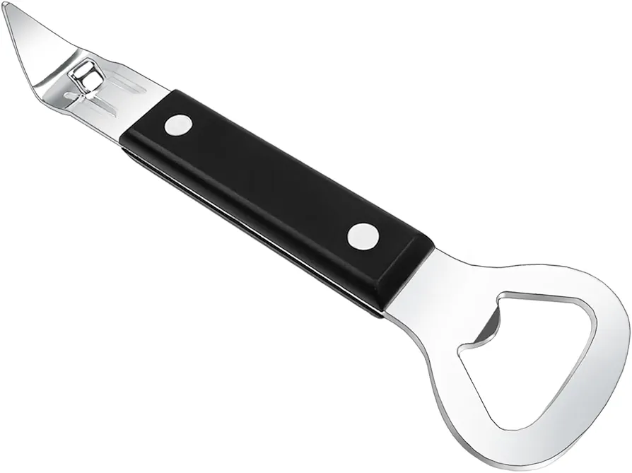 Can Opener Little Cook Stainless Steel Can & Bottle Opener, Manual 2 in 1 Multifunctional Kitchen Tool, Dishwasher Safe (Black)