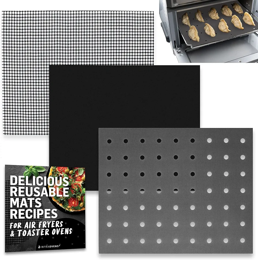 Reusable Liners for Toaster Oven Air Fryer 10 x 12 Accessories Compatible with Cuisinart, Ninja, Kitchenaid, Kalorik + More, Easy Clean Replacement for Parchment Paper Liners for Countertop Oven