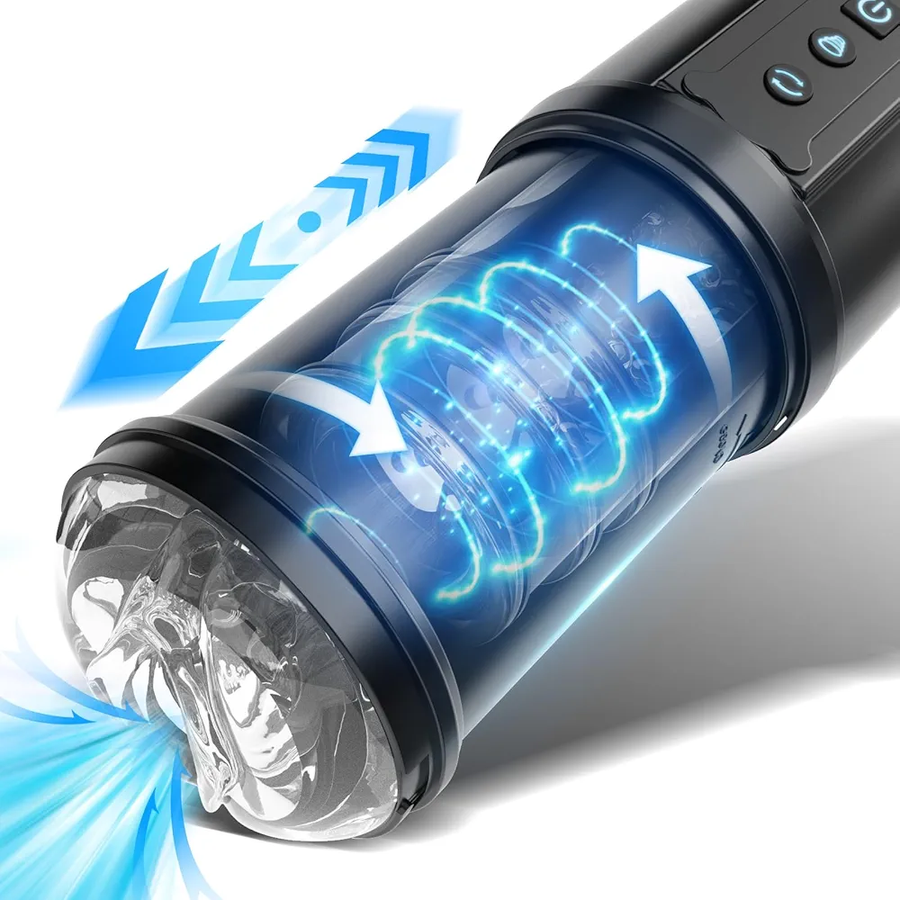 Automatic Male Masturbator,3 in 1 Male Masturbator Cup with 5 Thrusting & Rotating & Sucking Modes Penis Pump,3D Realistic Pocket Pussy Male Stroker,Blowjob Machine Adult Male Sex Toys for Men