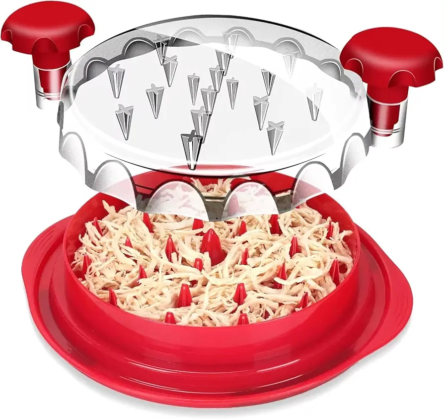 Chicken Shredder, Visible Chicken Breast Shredder Tool Twist, Large Meat Shredder Machine, Anti-Slip Strip, Ergonomic Handle, Easy to Clean, Suitable for Pork, Beef, Vegetables, Red