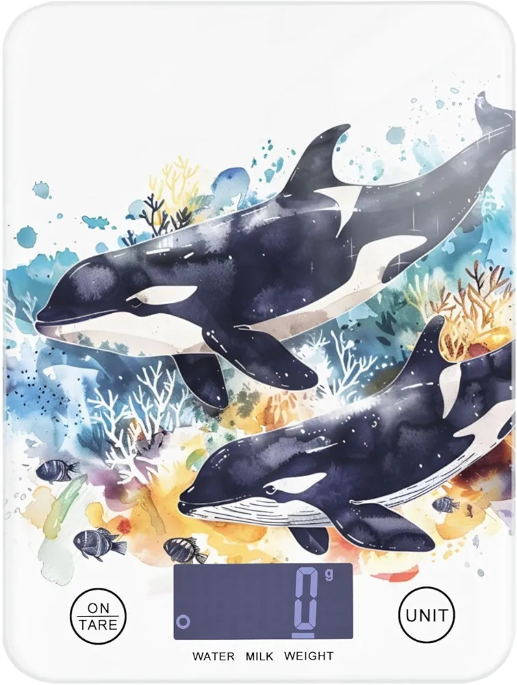 MNSRUU Food Kitchen Scale, Whales and Fish Under The Sea Digital Food Scale, Kitchen Scales Digital Weight Scale for Food Ounces and Grams