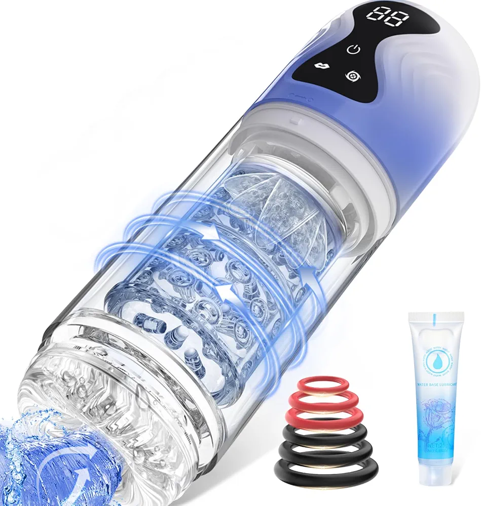 Automatic Male Masturbator Sex Toys for Men - Male Sex Toys Penis Pump with 7 Sucking 7 Rotating Mode and Tongue Licking, Adult Toy Waterproof Male Stroker LCD Display Pocket Pussy Blowjob Sex Machine