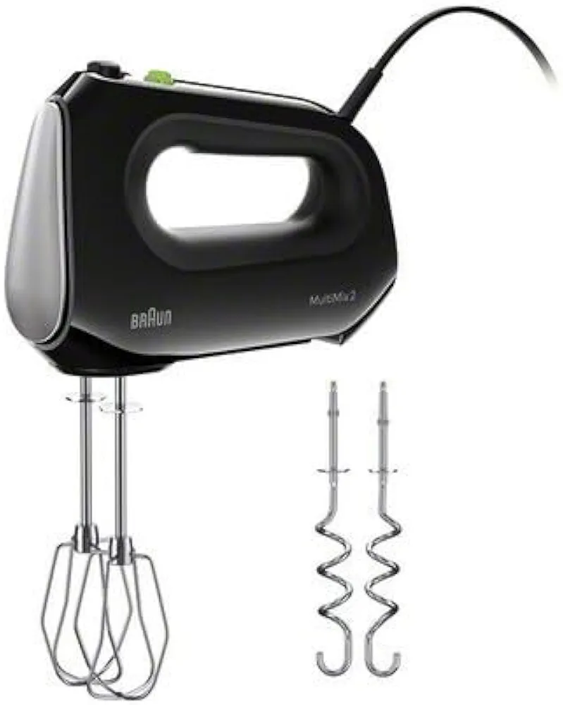 Braun Multimix 2 Hand Mixer Black - beaters, dough hooks, accessory bag