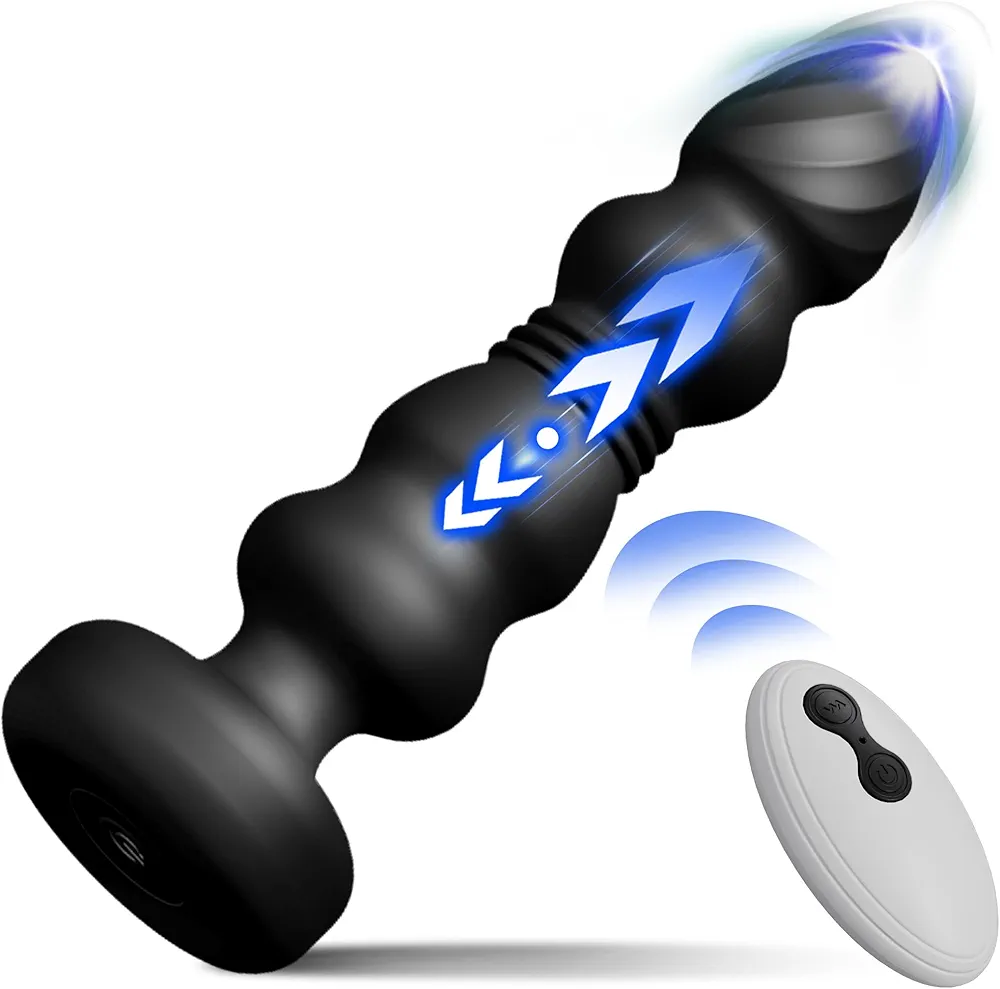 Vibrating Anal Plug Thrusting Vibrator Sex Toys for Men, Large Butt Plug Anal Beads Prostate Vibrator with Remote Control, Anal Dildo Buttplug Gay Sex Toys Anal Trainer for Adult Male Female Couples