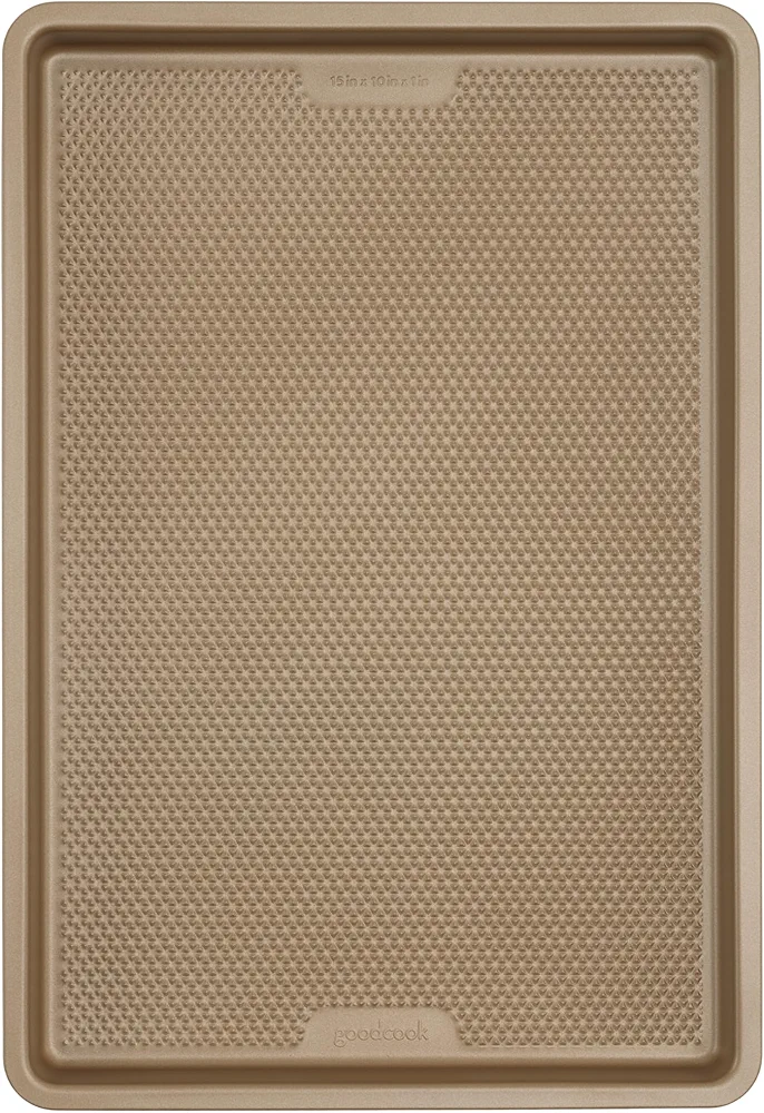 GoodCook BestBake Nonstick 10" x 15" Textured Carbon Steel Cookie Sheet, Medium Baking Tray, Scratch-Resistant Bakeware, Even Heating, Durable Bronze Nonstick Baking Sheet