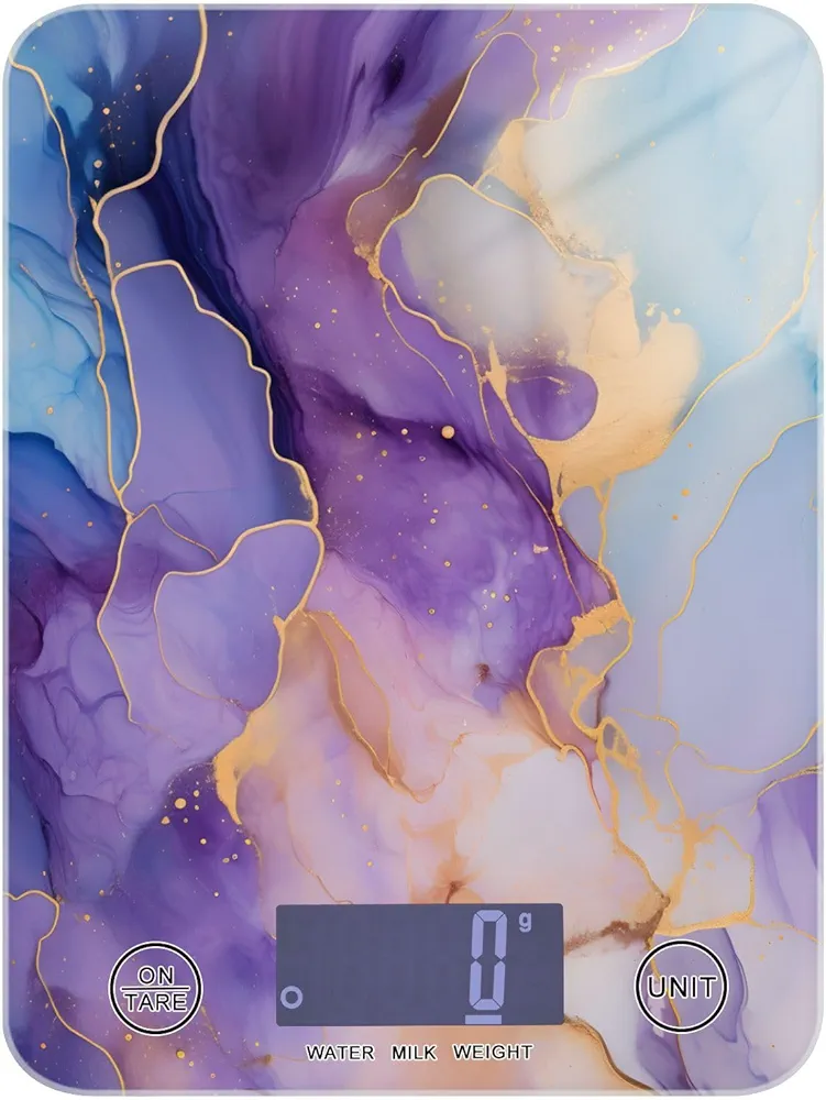 MNSRUU Food Kitchen Scale, Marble Purple Digital Food Scale, Kitchen Scales Digital Weight Scale for Food Ounces and Grams