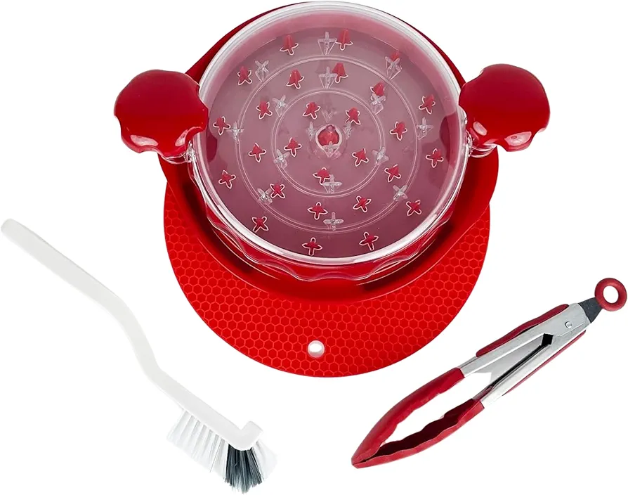 Chicken Shredder – Food Shredder – Large Chicken Breast Shredder with Food Tong & Cleaning Brush - Chicken Meat Shredder - Non-Skid Ergonomic Handle for Pulled Pork, Anti-Slip Strip BPA Free - Red