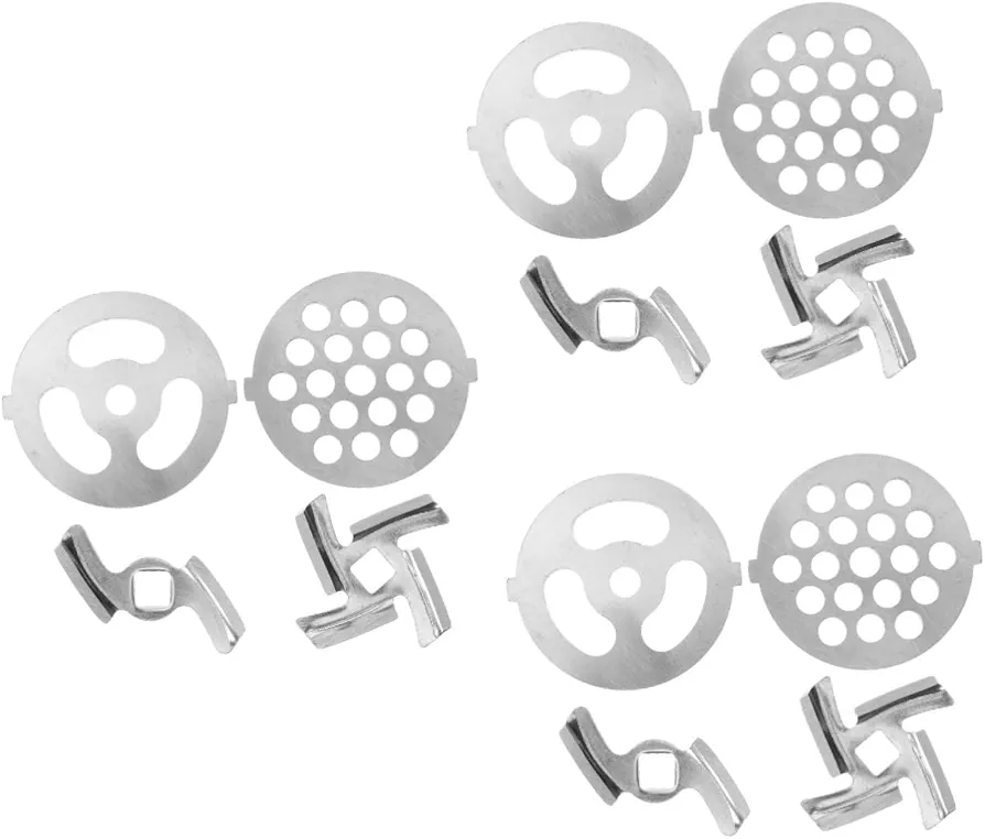 3 Sets Meat Grinder Knife Net Sausage Stuffer Maker Colander Appliances Mixer Food Grinder Shredder Homemade Meat Chopper for Ground Beef Mincer Meet Grinder Stainless Steel Silver