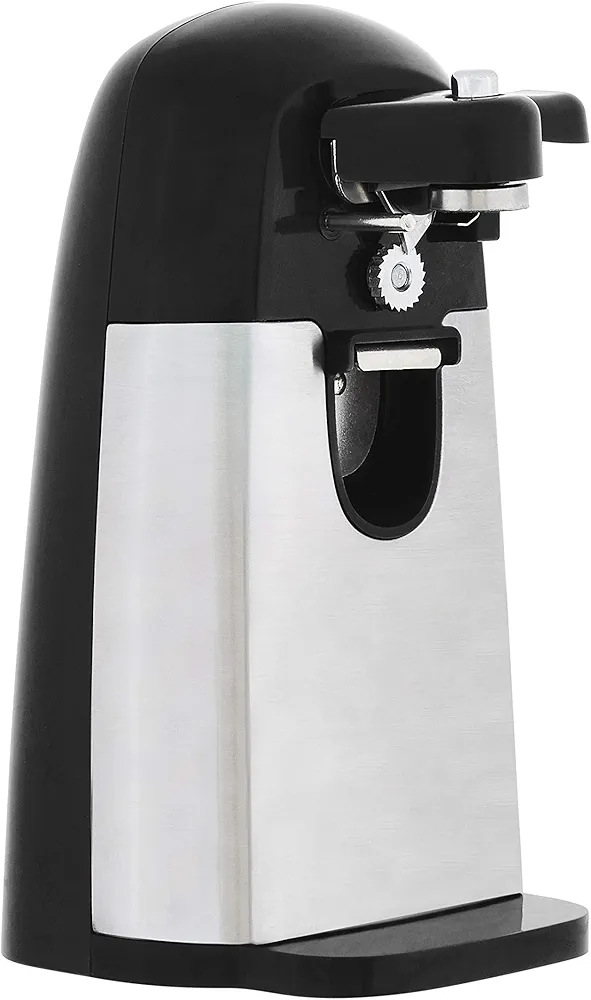 Amazon Basics Electric Can Openers for Kitchen, Powerful Stainless Steel Blade with Magnetic Lid Holder, Automatic, Countertop, Black
