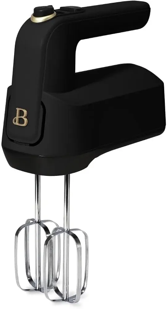 Beautiful 6-Speed Electric Hand Mixer with Turbo Function and Storage Case - Lightweight, Dishwasher Safe Parts, Corded Electric (Black Sesame)