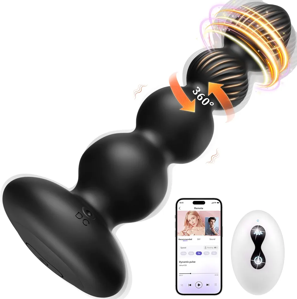 Anal Plug Sex Toys for Men - 360° Rotating Vibrating Butt Plug 10 Modes Prostate Massager with App Remote Control, Adult Sex Toys for Male Anal Toys Beads, Anal Dildo Vibrator Female Sex Toy