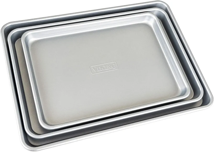 Viking Culinary Nonstick Baking Sheet 3 Piece Set, Large, Medium & Small, Aluminized Steel, 0.8. mm Gauge