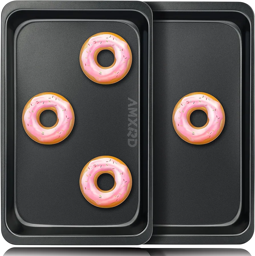 Cookie Sheet Pans, 2 Piece Nonstick Carbon Steel Baking Sheet Pans, 12 x 7.5 Inch