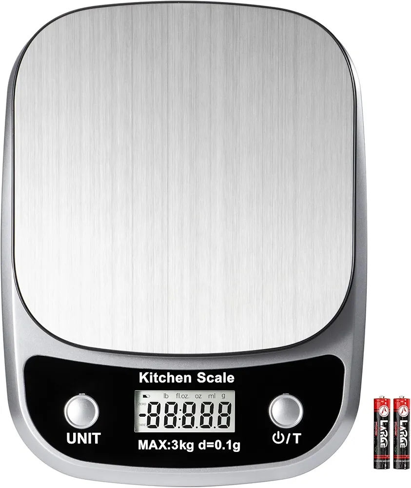 Food Kitchen Scale Digital Weight Grams and Oz，Professional Small Digital Kitchen Food Scales 3kg/0.1g for Weight Loss