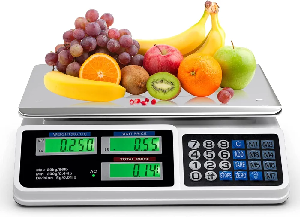 Goplus 66 LB Deli Scale Price Computing Commercial Food Produce Electronic Counting Weight (Silver)