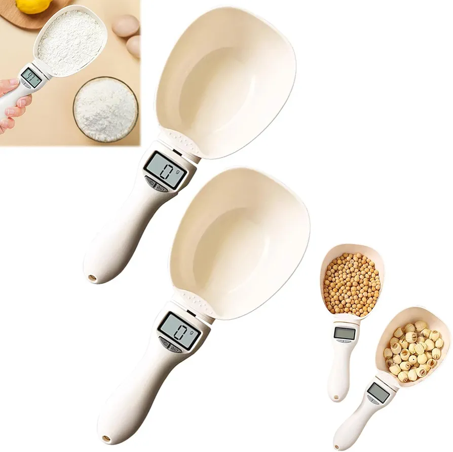 Digital Measuring Spoon, Food Measuring Spoon Scale Highly Accurate Measuring Spoon Scale with LCD Screen for Kitchen Gadgets and Daily Meals (2pcs)