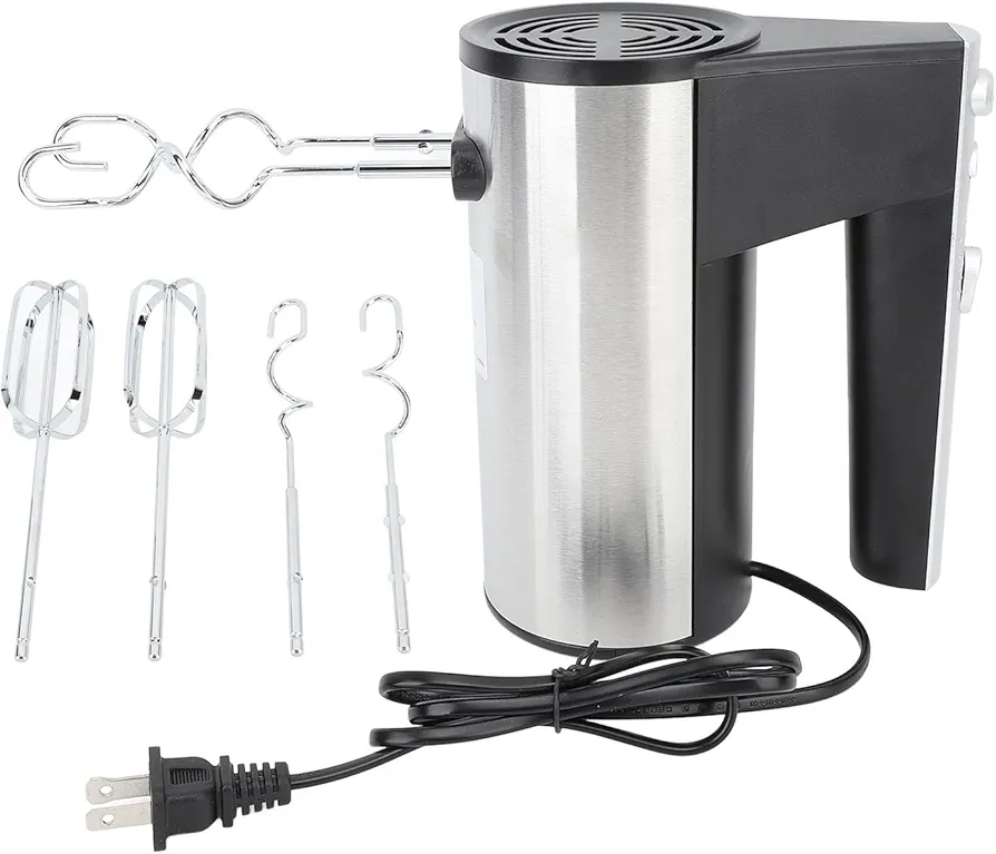 500W Hand Mixer with Turbine Boost, 5 Speed Electric Food Beater for Whipping Mixing Baking Cake Dough, Stainless Steel Kitchen, US Plug 110V