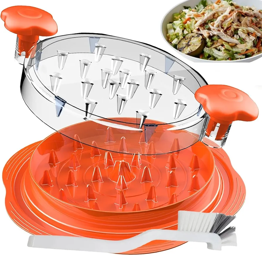 Chicken Shredder Tool Twist Large - Anti-Slip Grip, Ergonomic Handle & BPA-Free Visible Chicken Breast Grinder Machine, Meat Shredder tool twist for Ground Food, Meat & Vegetables (Elegant Orange)