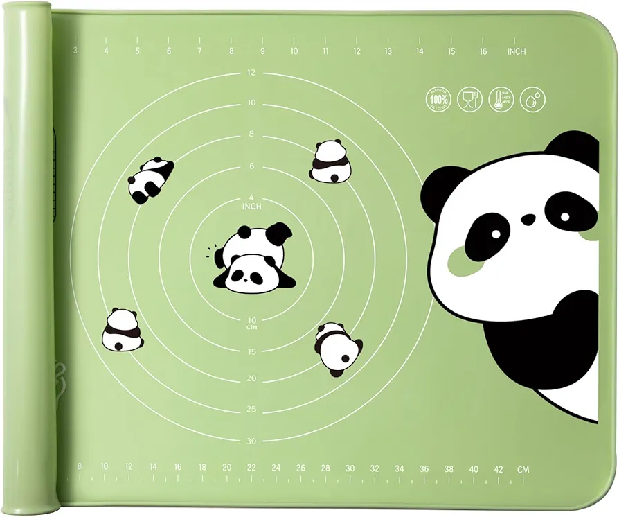 Large Silicone Baking Mat,Thick Dough Mat with Measurements,Non-slip and Reusable Pastry Mat,Kneading Board for Baking Kitchen,24''x 16" Green