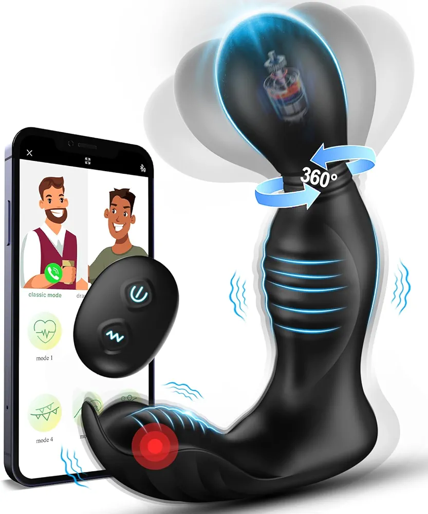 Prostate Massager Male Sex Toy - Anal Plug Vibrator Sex Toys for Men with 9 Rotations & 9 Vibrations, 360°Rotating Vibrating Butt Plug APP Remote Control Adult Sex Toys & Games for Men Couples