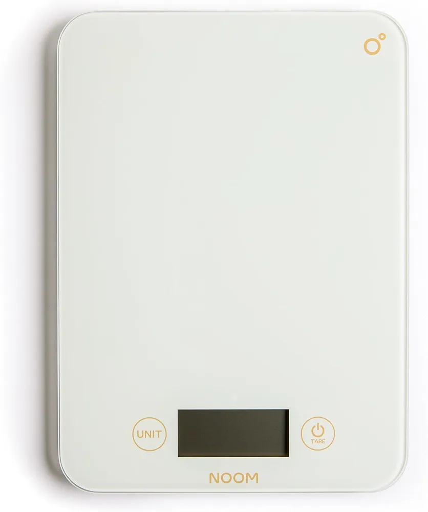 Noom Digital Kitchen Scale: Accurate Precision, LCD Display for Clarity, Stylish Black, Blue, or Off-White. Battery Included for Seamless Operation. (White)