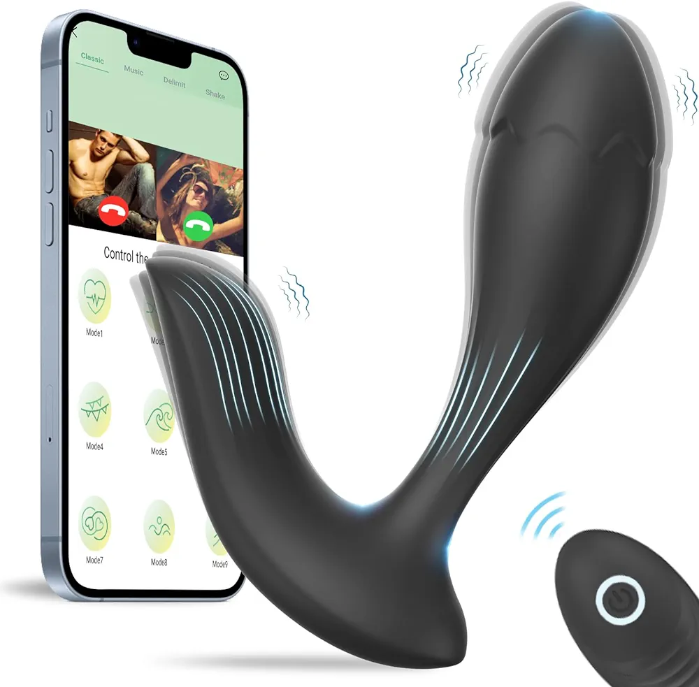 Prostate Massager Sex Toys Anal Plug Vibrating Butt Plug Anal Vibrator APP Remote Control Dildo Vibrator with 10 Vibrating Modes 3-in-1 G Spot Clitoral Stimulator for Women Men Couples (Black)