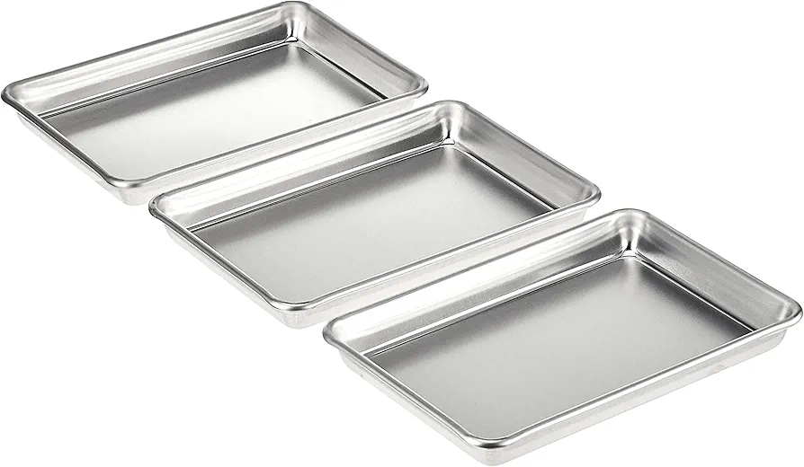 Artisan Professional Toaster Oven 1/8-Size Aluminum Baking Pan Set, 9.5 x 6.5-inches, 3-Pack