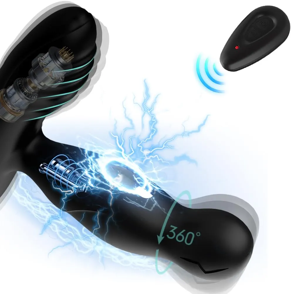 Rotating Prostate Massager,Anal Vibrator with Electric Shock,Anal Sex Toys for Anal Play with 16 Vibrating & 3 Rotating,Remote Control Vibrating Anal Butt Plug Adult Sex Toys for Men Women & Couples…