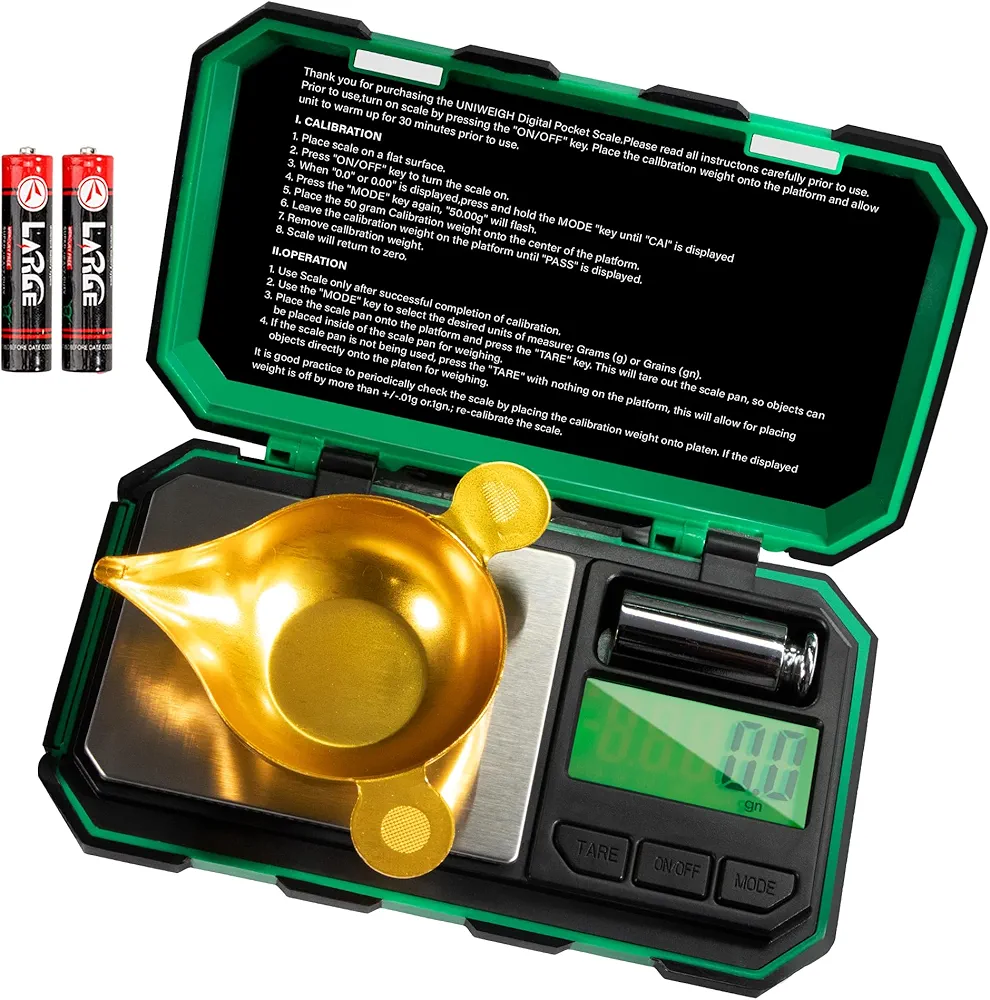 Digital Reloading Scale Precision 1500 Grains x 0.1gn,Powder Scale for Reloading, Grain Scale with LCD Display/Tare/Calibration Functions,Microgram Scale Pocket,Includes Batteries