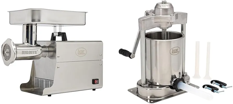 LEM Big Bite Meat Grinder #32 & 15 LB Vertical Sausage Stuffer