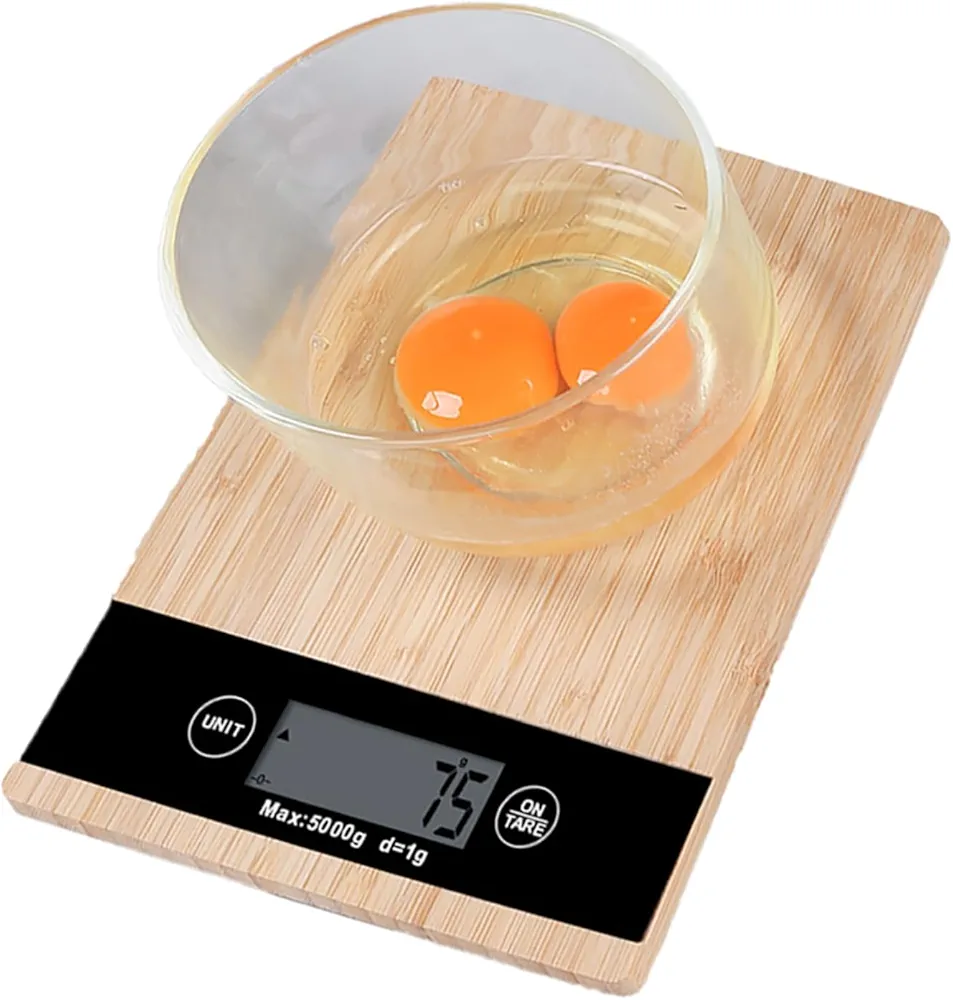 Food Scale Electronic Scale, LED Display Cooking Scale Bamboo Kitchen Scale Electric Kitchen Scale Food Cooking Scale Home Kitchen Baking Cooking