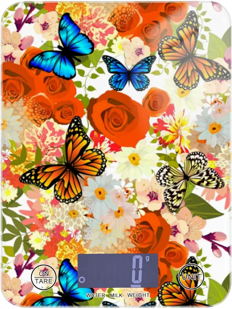 MNSRUU Food Kitchen Scale, Spring Flowers and Butterflies Digital Food Scale, Kitchen Scales for Weight Loss/Baking/Cooking, Digital Weight Scale for Food Ounces and Grams