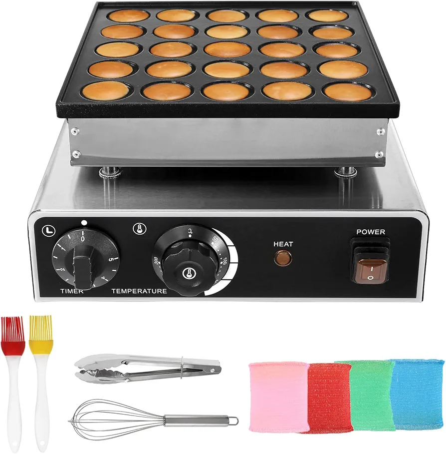 Dyna-Living Mini Dutch Pancake Maker 25PCS Commercial Mini Pancake Maker Non-stick Dorayaki Maker Electric Dutch Pancake Baker 950W Mini Pancake Dutch Machine for Home Kitchen